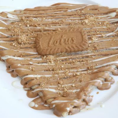 Half Lotus and half White Chocolate Crepe