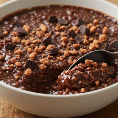 Crunchy chocolate rice pudding