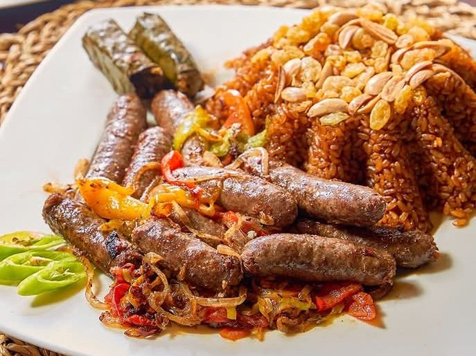 Grilled sausage dish + rice