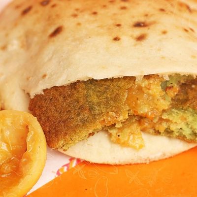 Taamia Sandwich Stuffed With Pickled Lemons With Safflower
