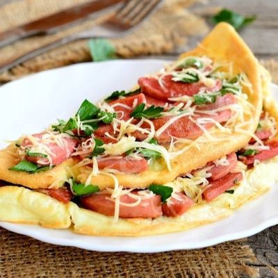 Hot Dog Omelette Sandwich