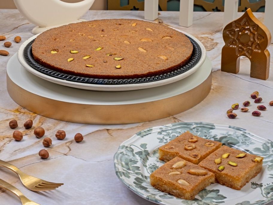 Basbousa With Nuts Plate