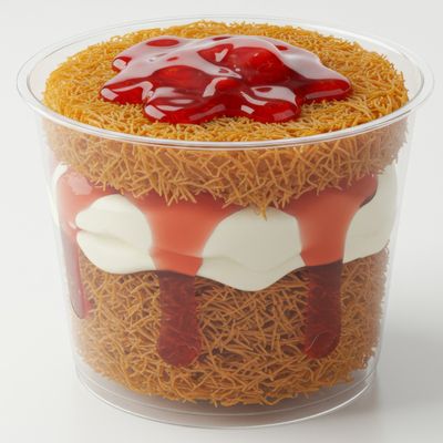 Kunafa With Strawberry Sauce