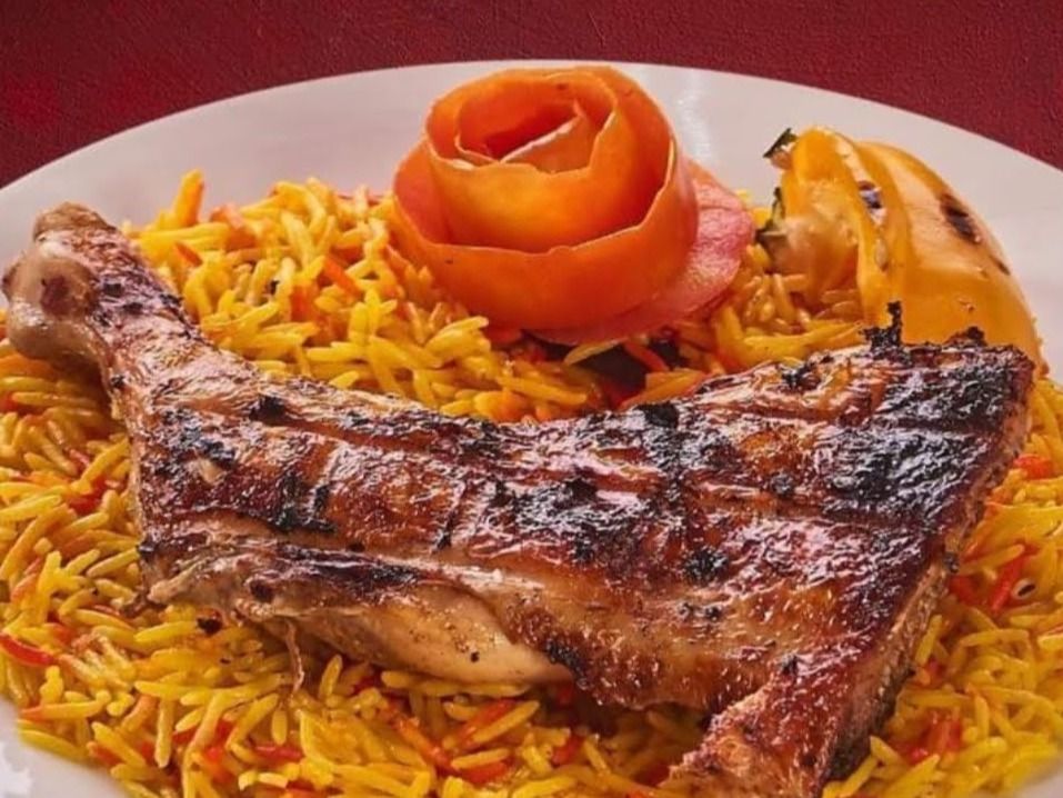 Quarter Chicken Fried in Ghee With Rice