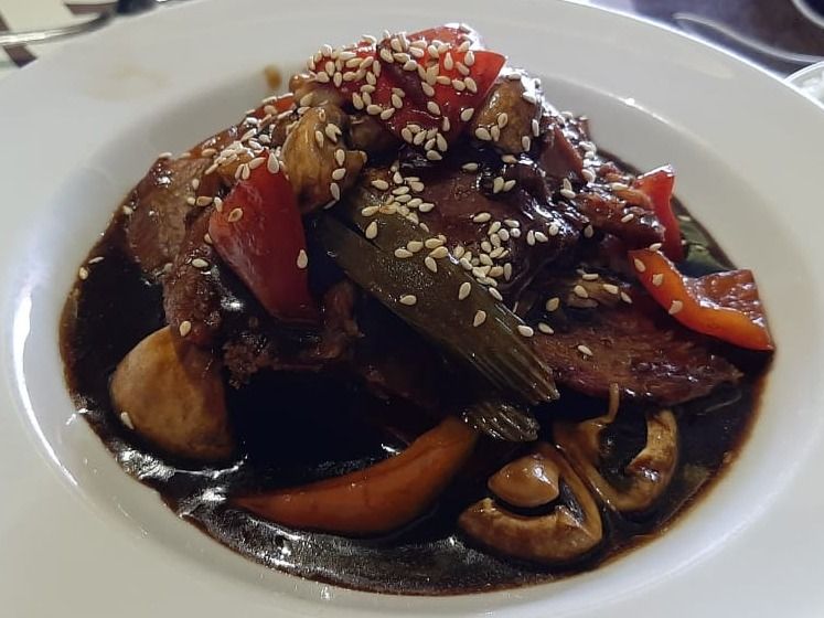 Sliced Duck with Teriyaki Sauce & Mushrooms