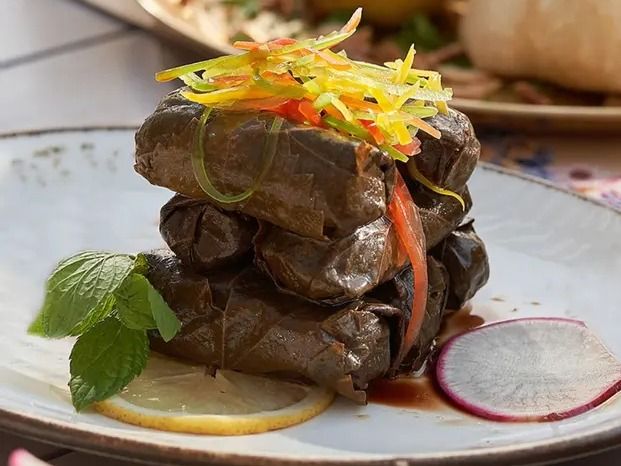 Vine Leaves With Pomegranate Molasses