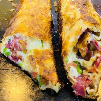 Oriental rocket with pastrami and Kiri