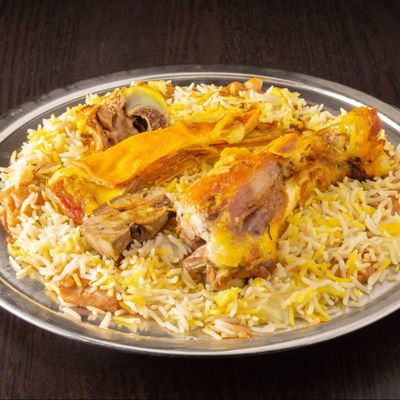 Nafar Mandi meat Biryani with rice and sauce