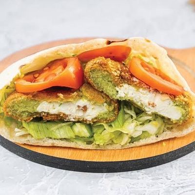 Falafel patty stuffed with Kiri cheese