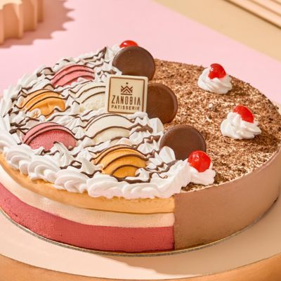 Chocolate and Fruit Ice Cream Cake