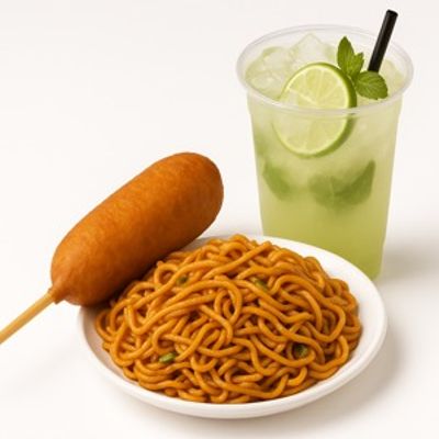Original Corndog &Fried Noodles And Mojito