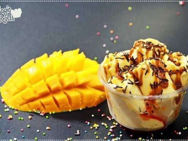Mango With Strawberry Ice Cream Roll