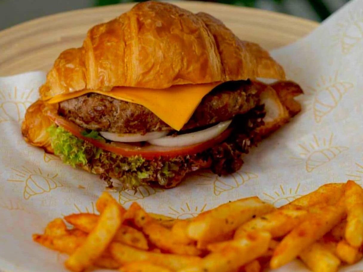 Croissant Burger And Potato