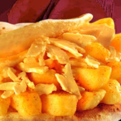 Potatoes Sandwich With Cheese and Tomatoes