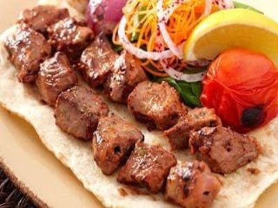 Veal kebab shish plate.