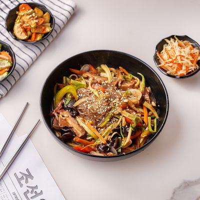 Korean Vegetarian Japchae With Glass Noodles