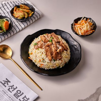 Chicken Fried Rice Served With Special Korean Appetizers