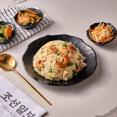Seafood Fried Rice Served With Special Korean Appetizers