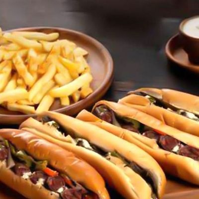 بابا المجال 3، ساندويتش كفتة وساندويتش لحم، يقدم مع بطاطس ومخلل وطحينة