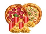GATHERING ( 2 LARGE Pizza 4 FRIES & 4 COKE )