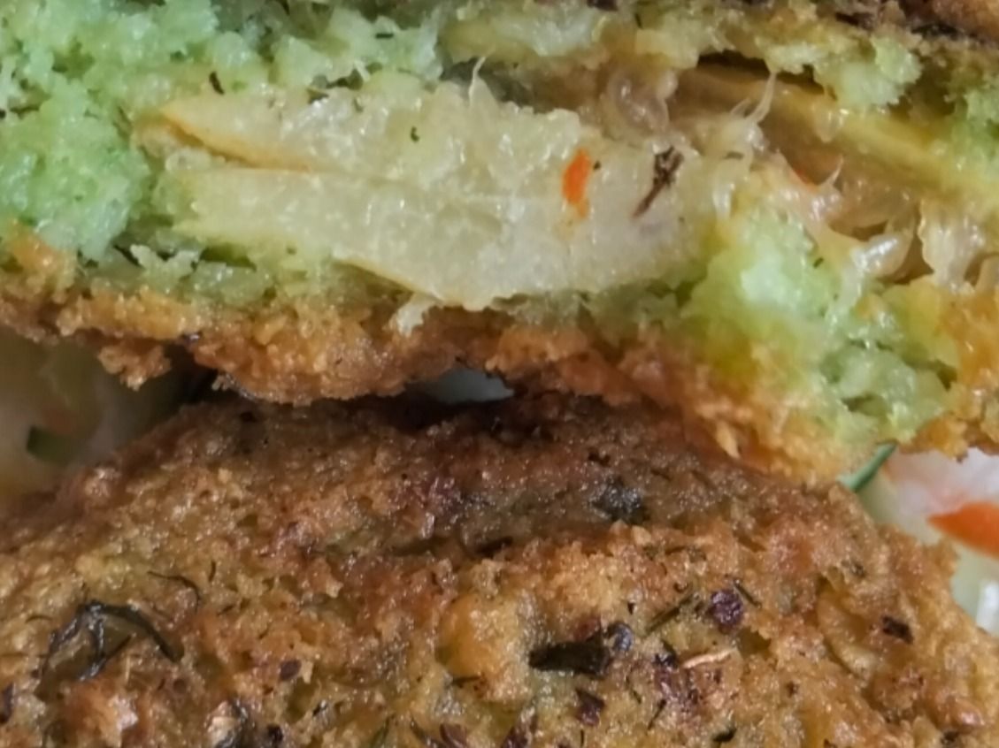 Falafel Patty Stuffed With Saffron Pickled Lemons With Safflowerwith Yellow Pickled Lemons With Safflower