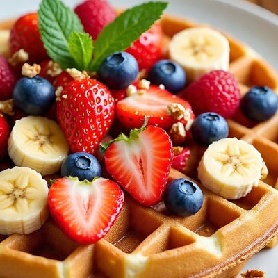 Waffle With Fruits And Nuts