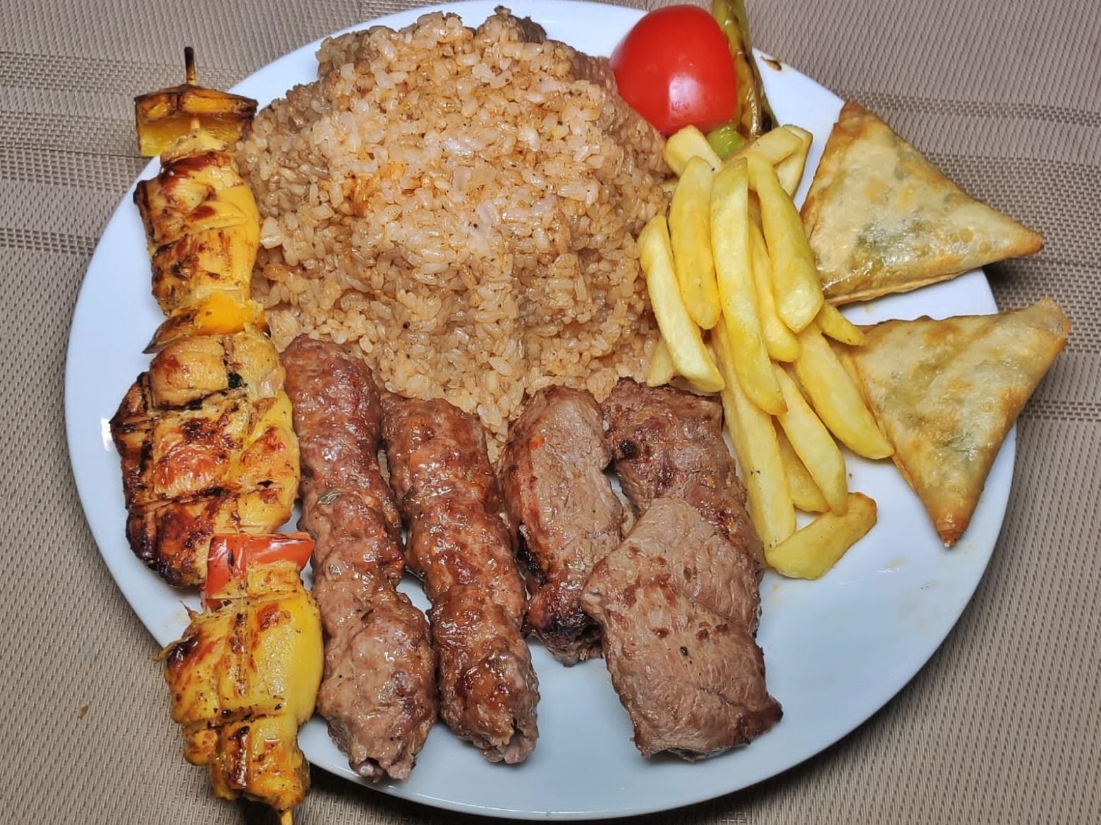 Al Basha Meal 1/8 Kabab$ 1/8 Shish $1/8 Kofta
