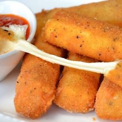 Potatoes with fried cheese