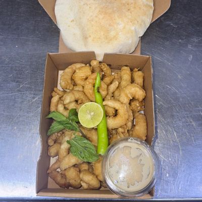 A Quarter Of A Fried, Boneless Shrimp