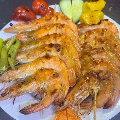 Quarter grilled shrimp