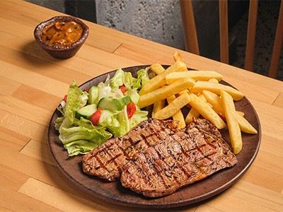 Steak and Fries with Mushroom Sauce