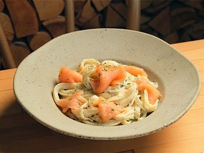 Fettuccine Salmon and Spinach