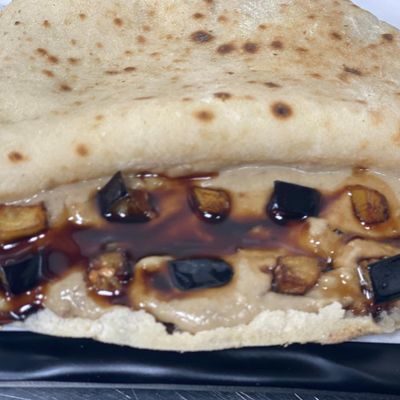Foul With Eggplant Sandwich
