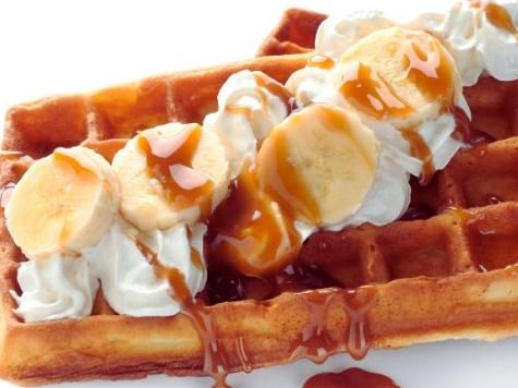 Waffle With Caremel Sauce And Banana