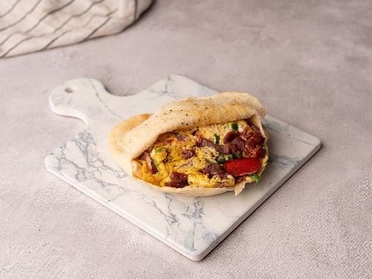 Foul Sandwich With Pastrami Shami Bread