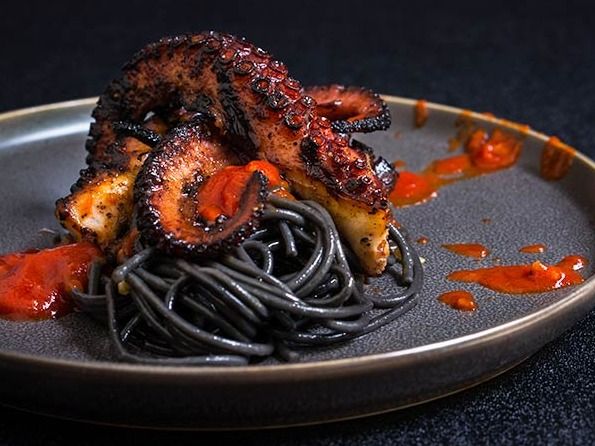 Squid Ink Pasta with Octopus