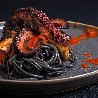 Squid Ink Pasta with Octopus