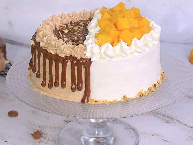 Half Nutella & Half Mango Cake 18Cm