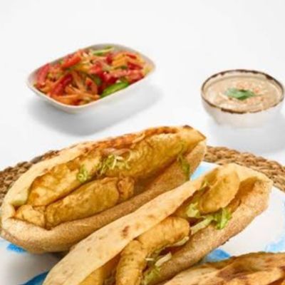 Fried Pane Chicken Loaf In Half