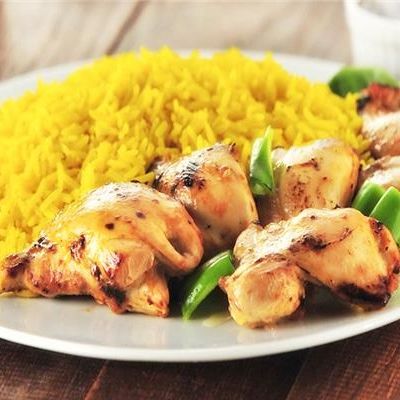 Shish Tawook Meal 5 Pieces On Charcoal, Rice