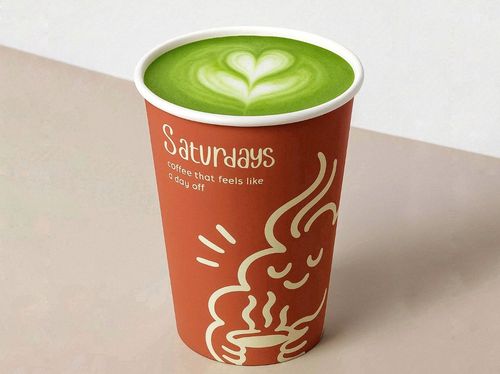 Hot matcha latte with latte art at Saturdays Specialty Coffee, Ard El Golf, Nasr City