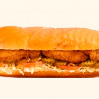 Breaded chicken pieces, French bread, medium
