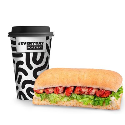 Get Coffee Drink And Tandoori Chicken Sandwich