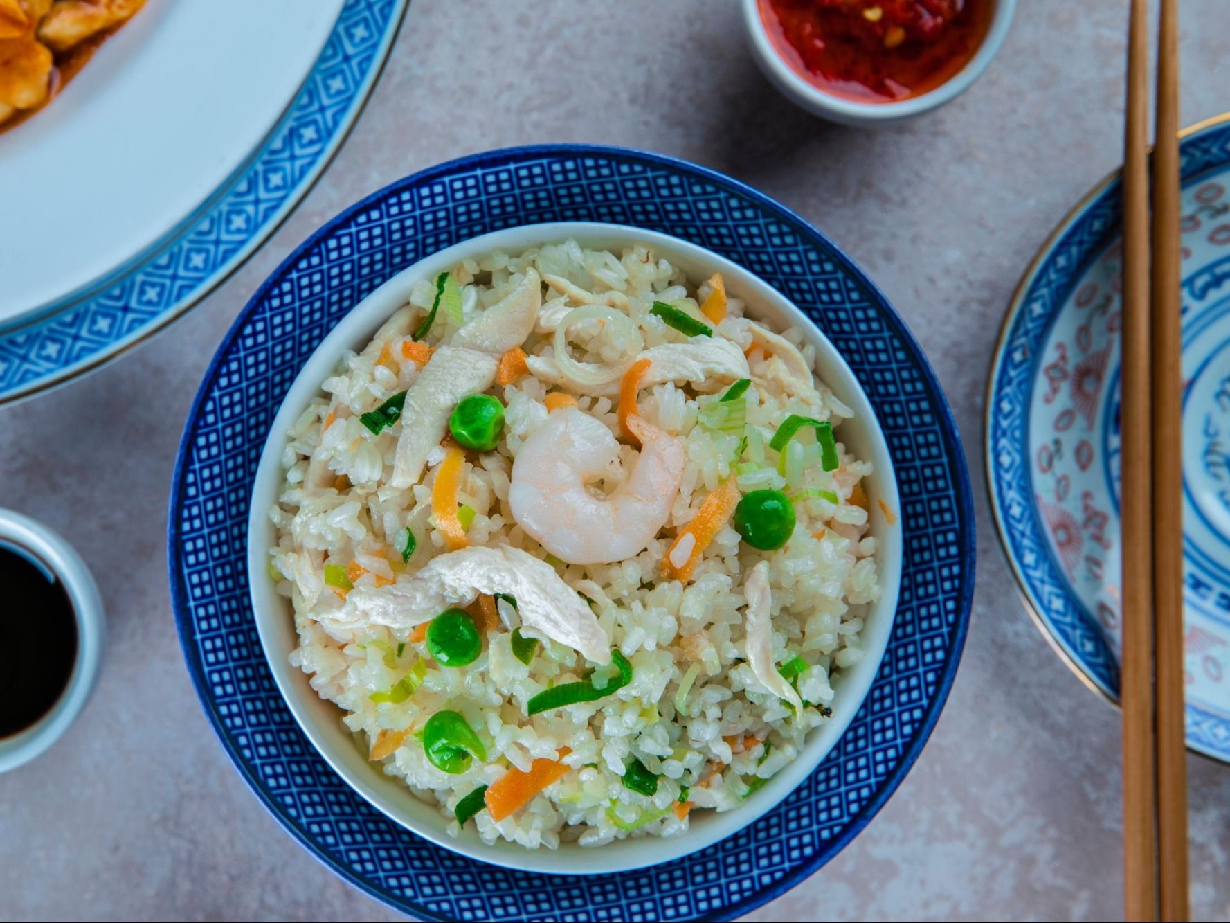Fried Rice Mixed with Chicken & Prawns