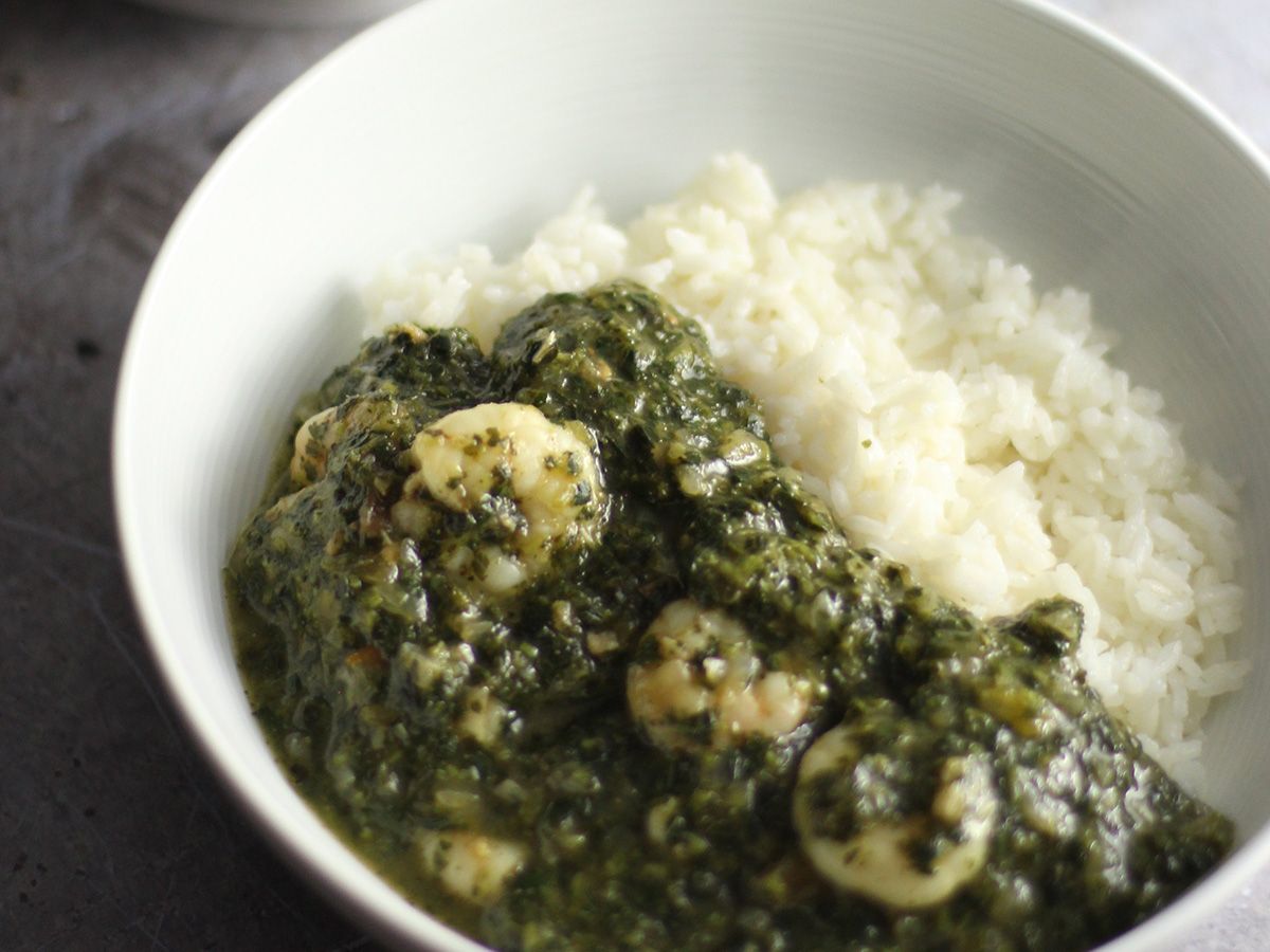molokhia with shrimps
