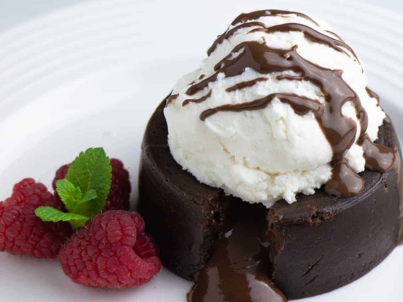 Molten Cake With Vanilla Ice Cream