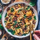 Fasting Mushroom With Vegetables Pasta