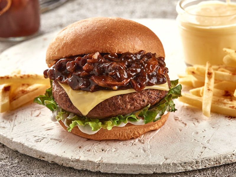 Mushroom And Swiss Meat Burger Sandwich