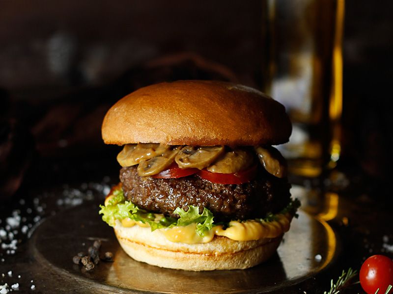Mushroom Beef Burger Sandwich