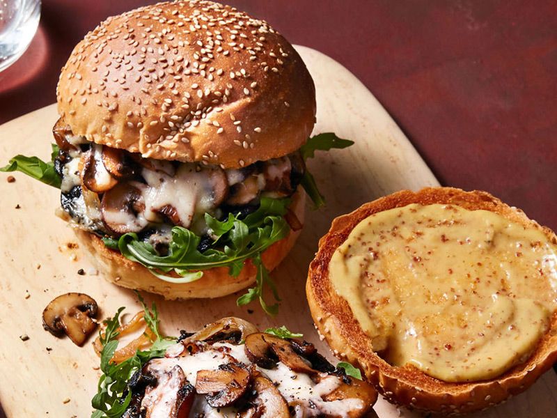 Mushroom Ranch Beef Burger Sandwich